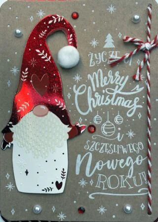 Kartka na Boże Narodzenie, z zabawnym Świętym Mikołajem