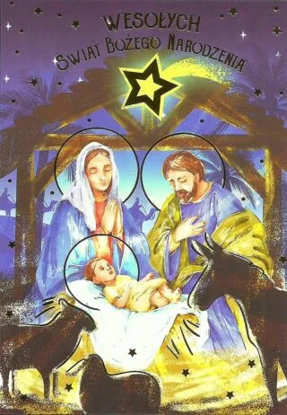 Religijna kartka świąteczna, błogosławionych Świąt Bożego Narodzenia