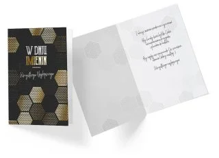Elegancka czarno-złota kartka imieninowa z życzeniami