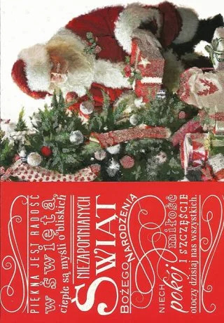 Kartka na Boże Narodzenie dedykowana dla dzieci z Mikołajem