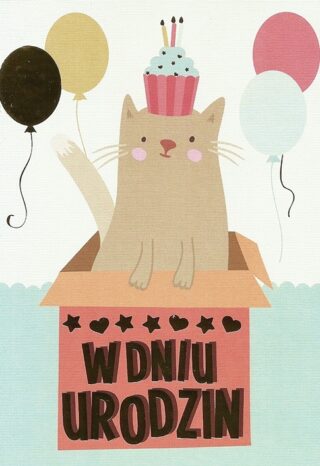 Kartka w dniu Twoich Urodzin Wszystkiego najlepszego, z kotem!
